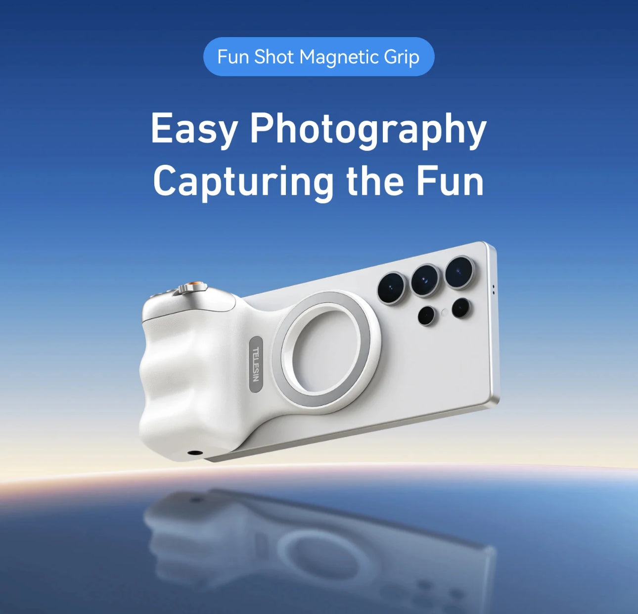 Fun Shot Magnetic camera Grip – Ergonomic Bluetooth Camera Grip with Wireless Shutter, Ideal for Vlogging