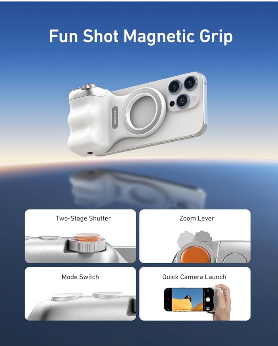 Fun Shot Magnetic camera Grip – Ergonomic Bluetooth Camera Grip with Wireless Shutter, Ideal for Vlogging