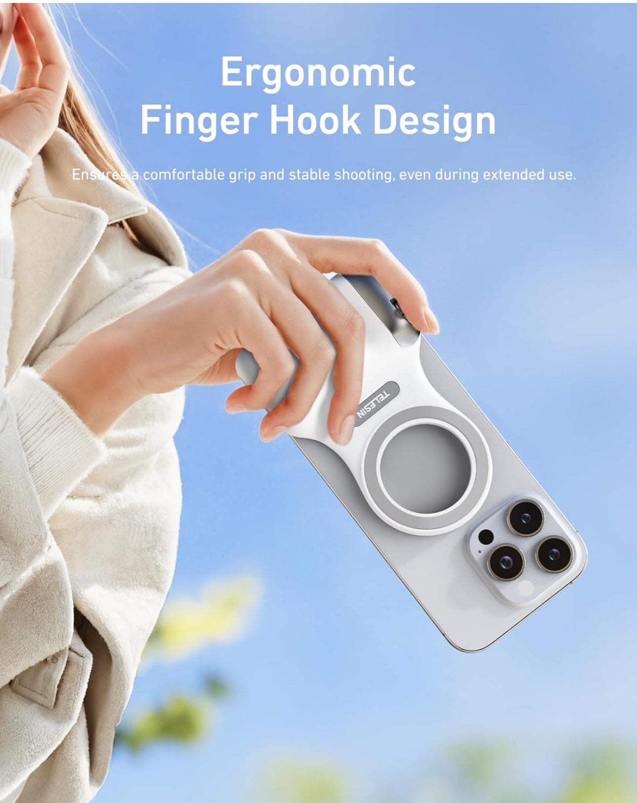 Fun Shot Magnetic camera Grip – Ergonomic Bluetooth Camera Grip with Wireless Shutter, Ideal for Vlogging