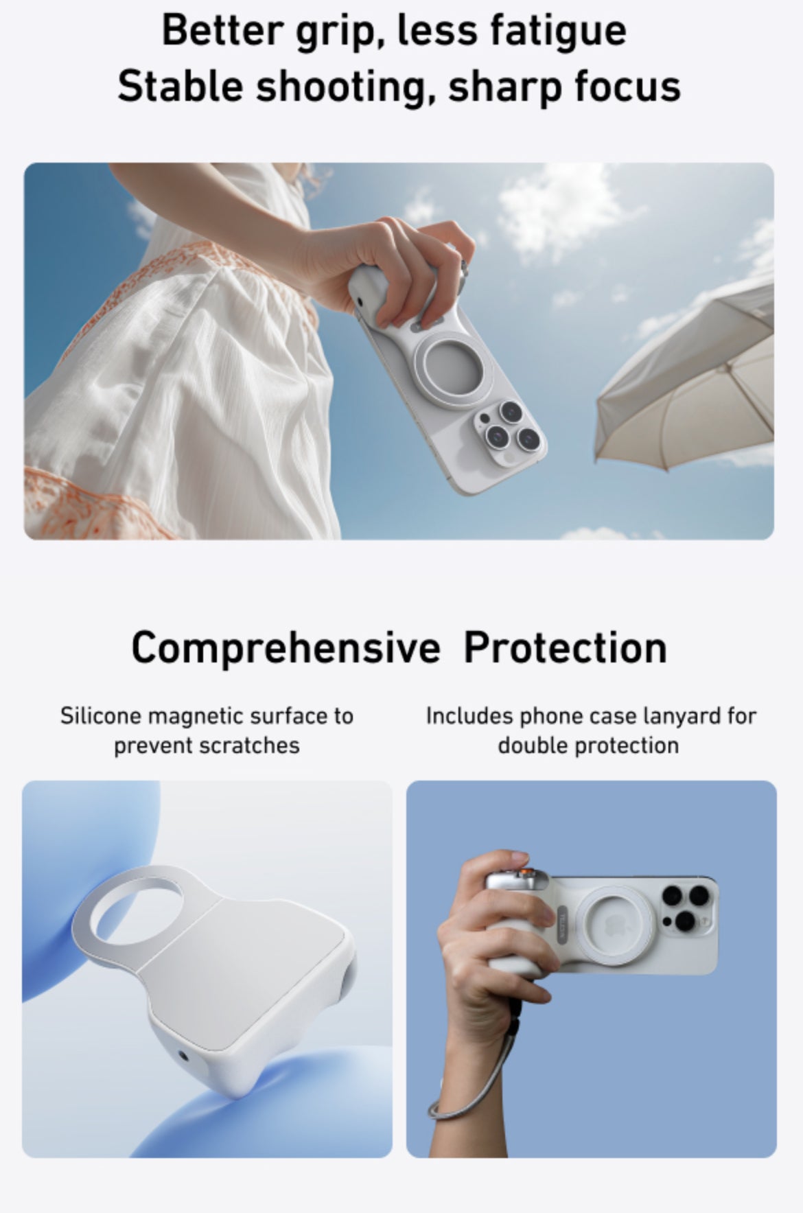 Fun Shot Magnetic camera Grip – Ergonomic Bluetooth Camera Grip with Wireless Shutter, Ideal for Vlogging